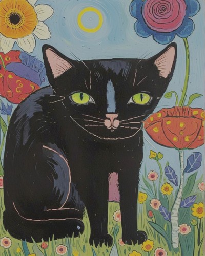 Compre 2 y obtenga el tercero GRATIS, 11 X 14, IMPRESIONES ARTÍSTICAS, arte de pared, impresión artística de gato, ingenuo - Imagen 4 de 4