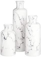 Creative Scents White Marble Look Vases Home Decor - Vase Set of 3 - Perfect ...