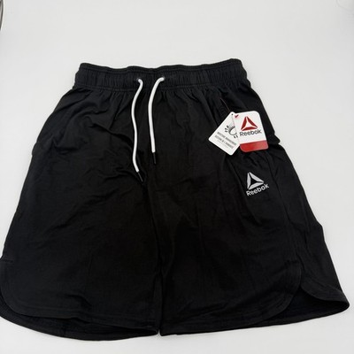 Men's NWT Reebok Core Shorts BLACK Ebony Heather Drawstring Pockets Size S