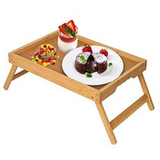 Bed Tray Table with Folding Legs,Breakfast in Bed for TV Table, Medium Bamboo