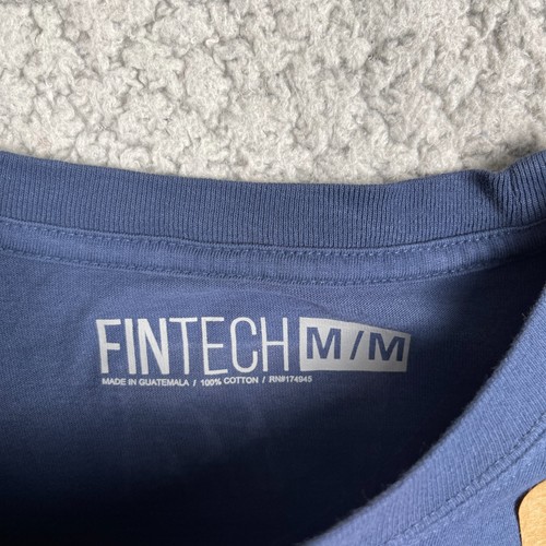 Fintech Performance Fishing Shirt Mens Medium Navy Blue Sun Washed Graphic Tee - Picture 4 of 8