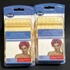 GOODY Medium Yellow Rollers Curlers with Snap Over Covers 2 Packs 12 Each