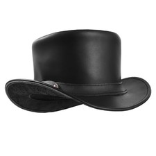 Top Hat for Men  Women Stylish Costume Handmade Cowhide Leather Small Black