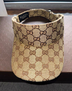 Gucci GG Logo Canvas Golf Visor Hat Beige/Brown Adjustable Women's