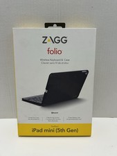 ZAGG Folio Keyboard Case for iPad mini 5th Gen Black Bluetooth Backlit Stand