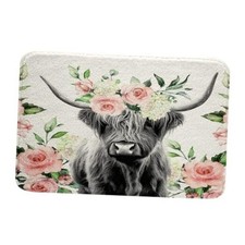 Highland Cow Bath Rug Farmhouse Bull Non Slip Bath Rug Western Wild Animal