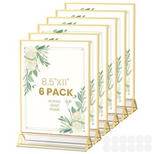 Acrylic Sign Holder 8.5X11 Gold Frames Double-Sided Gold Picture Frames for F...