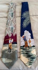 TOMMY BAHAMA Silk Golf Ties 2 : Blue 59"x4" and Maroon 58"x4"