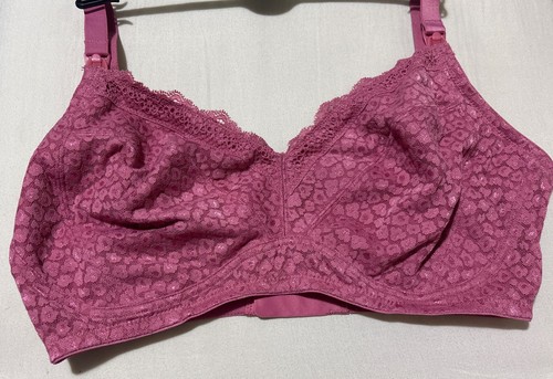 M&S NON WIRED, Cotton Mix Maternity Nursing T-shirt Bra In PINK Size 38C - Picture 2 of 11
