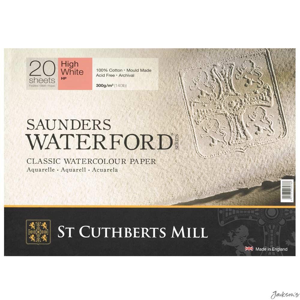Saunders Waterford Block Watercolour Paper 100% Cotton 12x16in Hot Pressed Pa...