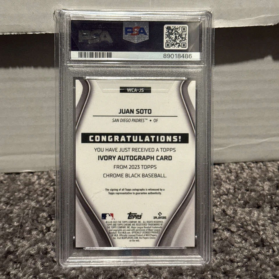 2023 Topps Chrome Black Ivory #WCA-JS Juan Soto PSA 10 GEM MINT Auto 34/50 Padre - Image 4 of 4