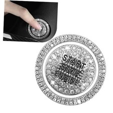 2 PCS Bling Push to Start Button Cover, Crystal Key Ignition Decorative