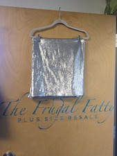 Future Collective Silver Sequin Skirt - Plus Size 2X