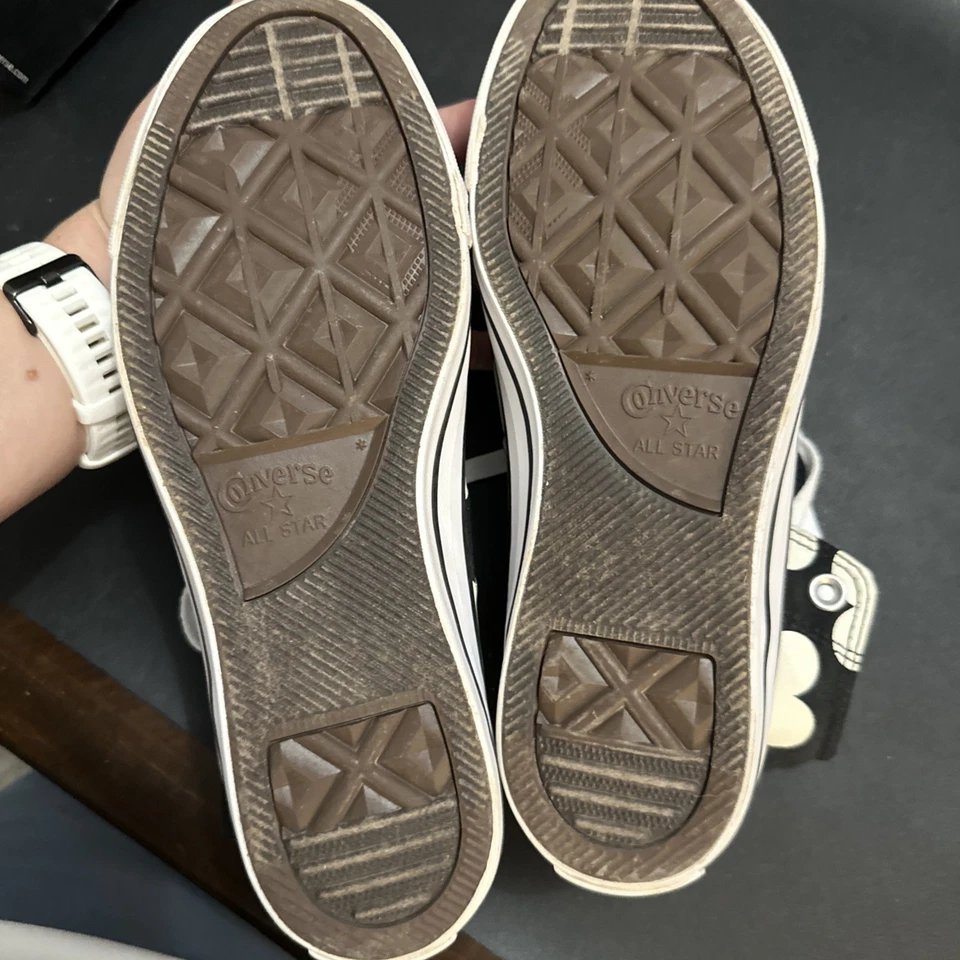 匡威 Converse Chuck Taylor 高帮运动鞋女式 8 码黑色多扭曲心形 — 第 4/4 张图片