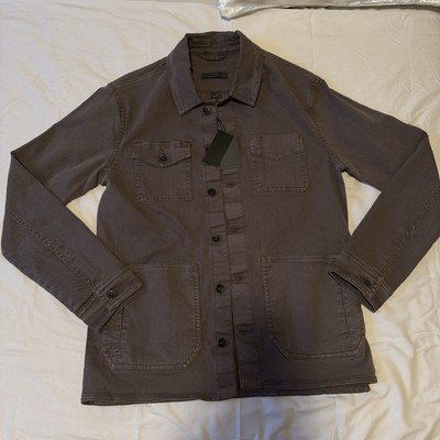 John Varvatos Men's Long Sleeve Ricardo Utility Shirt Jacket Mushroom SZ 46 $348