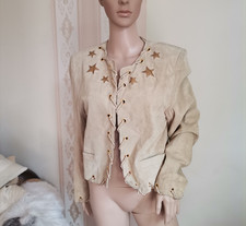 APART giacca di pelle PELLE giacca STERNE JACKET blazer taglia 38 S/M stelle eleganti crema