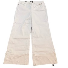 NYDJ Lift x Tuck Deep Cuff High Rise Wide Leg Jeans Sz 12 Off White Creek