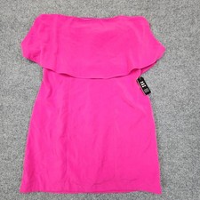 Express Off The Shoulder Ruffle Overlay Mini Dress Womens 8 Pink Barbiecore NEW