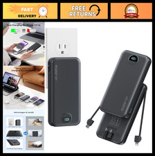 10000mAh Portable Power Bank with Built-in Cables Wall Plug, PD20W Fast Chargi