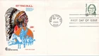 SITTING BULL INDIAN CHIEF 1989 COVERCRAFT CACHET FDC +INFO CARD UNADDR