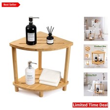 Elegant Bamboo Corner Shower Stool - Waterproof 2-Tier Design Ideal for Showers