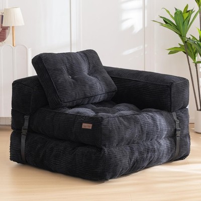 Folding Sofa Bed, L-Shaped Convertible Sofa with Armrest Foldable Sleeper wit...