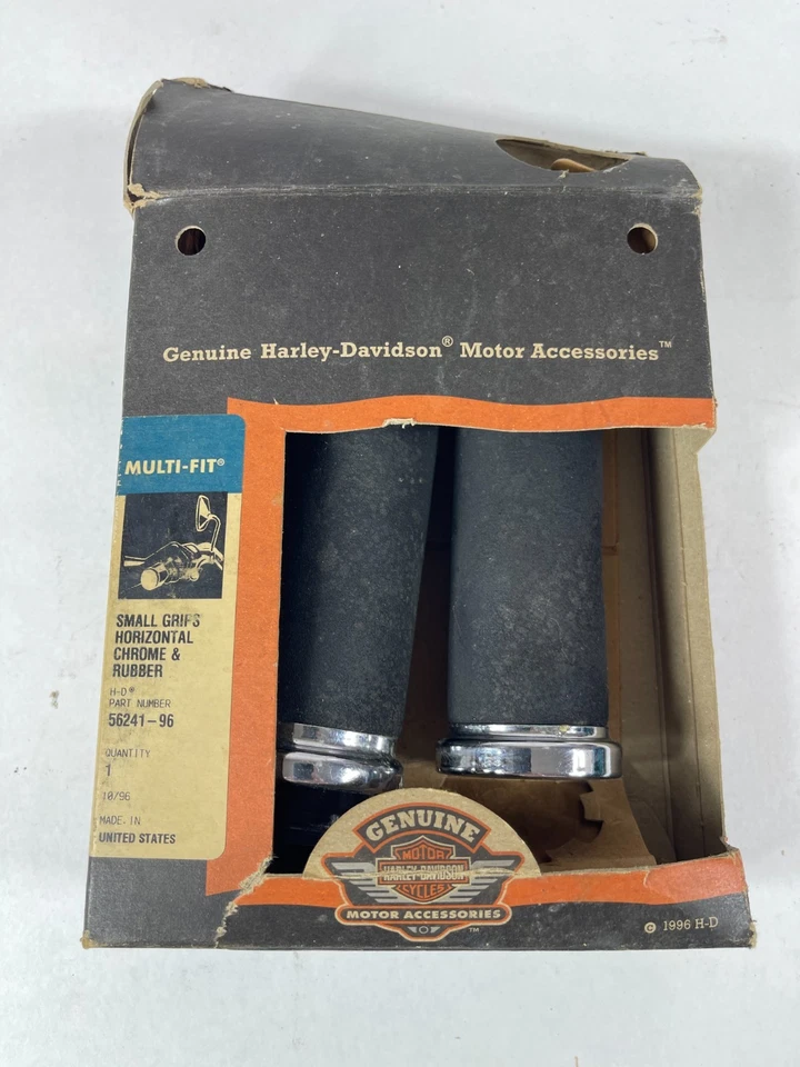 Harley-Davidson Small Chrome & Rubber Hand Grips 56241-96 NOS w/ Box - Image 2 of 4