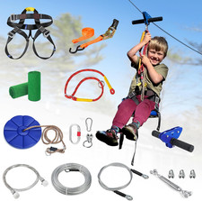 Zipline for Kids and Adult, Zip Line Kits for Backyard with Stainless Steel Spri