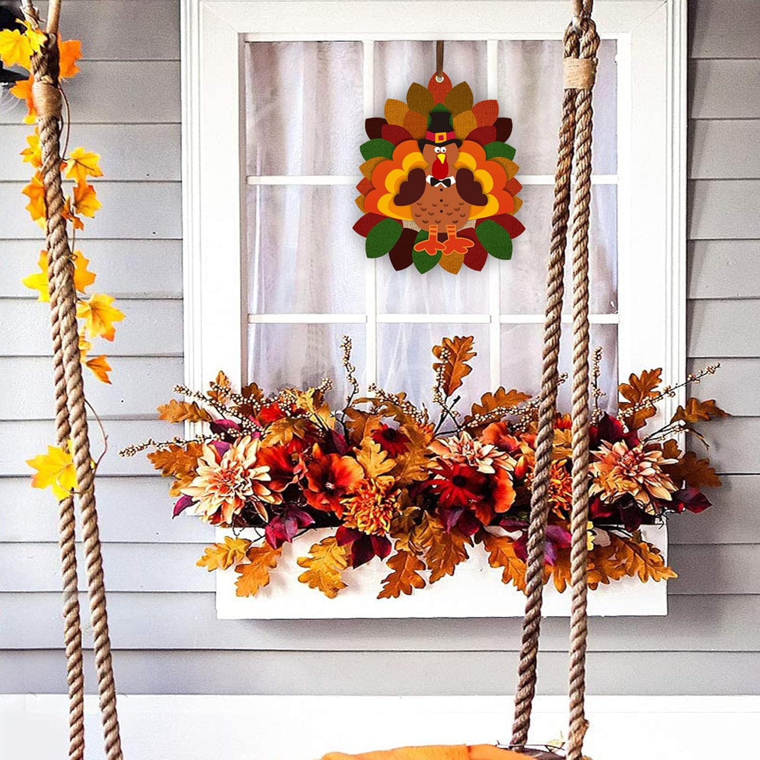 как выглядит Thanksgiving Decor Turkey Door Hanging 3D Fall Autumn Garden Farmhouse Sign Indo фото