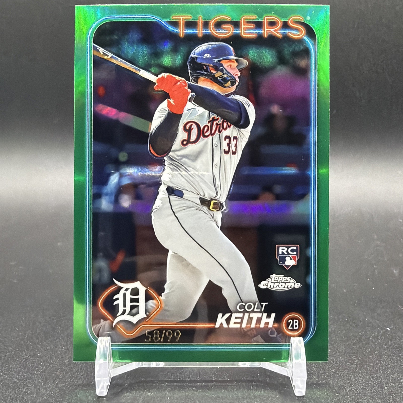Colt Keith 2024 Topps Chrome Green Refractor /99 Rookie RC Detroit Tigers #2