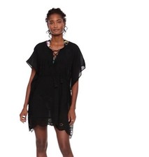 Old Navy Embroidered Gauze Swim Kaftan for Women   Size Small   Color: Black