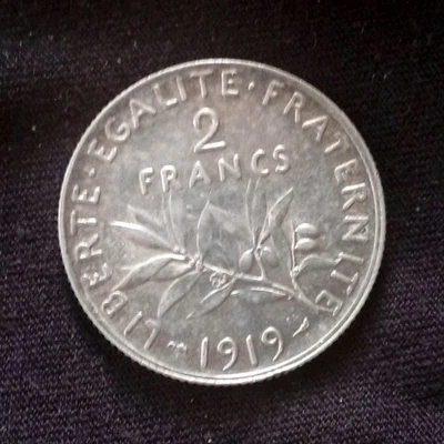 2 Francs France Semeuse 1919 9.97g - Photo 1/3