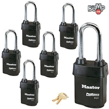 Master Lock- 6 High Security Pro Series Padlocks 6121NKALJ w/BumpStop Technology