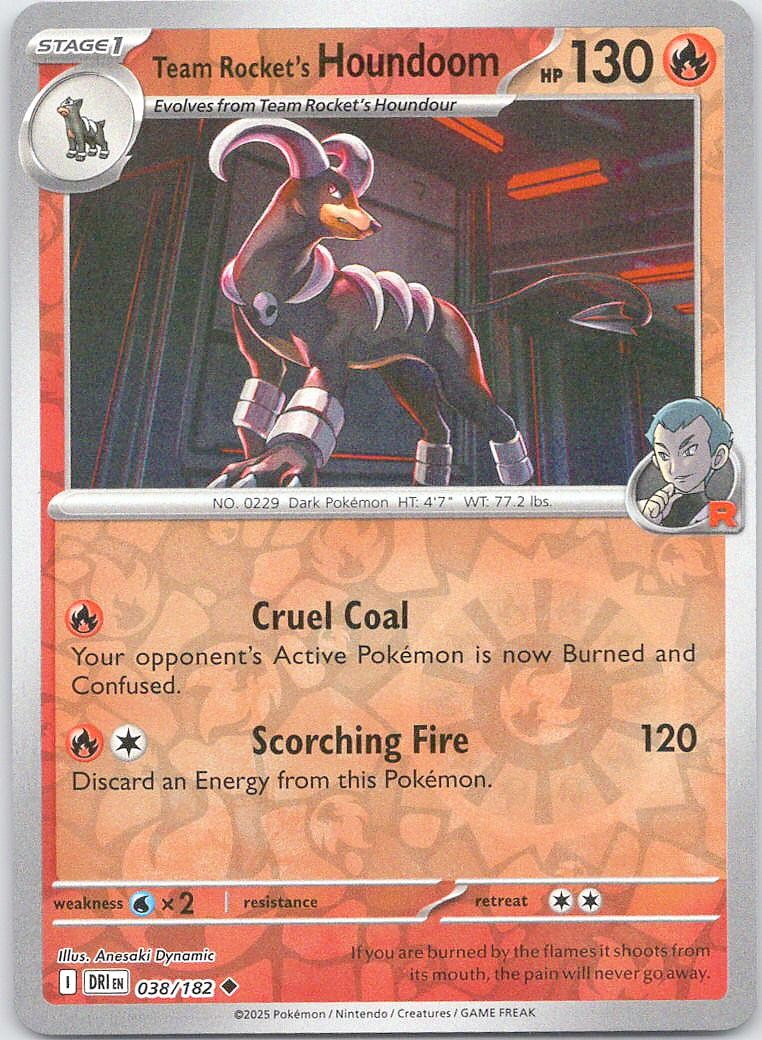 Pokemon Team Rocket's Houndoom 38/182 Destined Rivals Uncommon Reverse Fire
