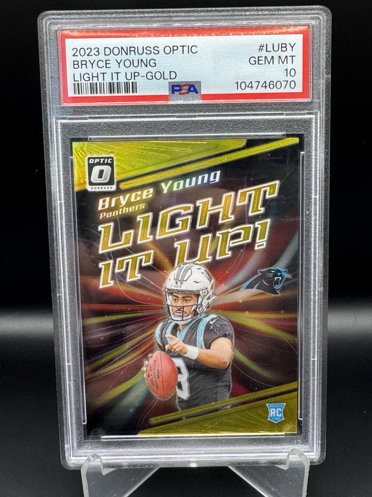 Bryce Young Panini Donruss Optic Light It Up #LUBY Gold
