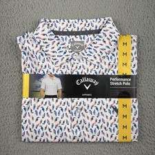 Callaway Golf Polo Shirt Mens Medium OPTI DRIPerformance Bright White Regatta