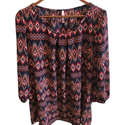 Cool Melon 3/4 Sleeve Blouse with Aztec Print