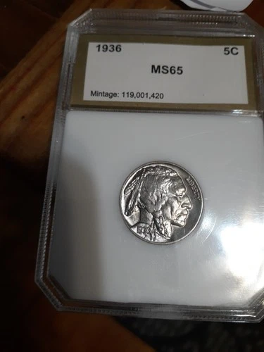 1936 Buffalo Nickel Certified PCI Certified MS-64 Bright And Shiny. Beautiful