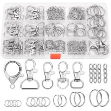300 Pcs Keychain Making Kit Craft Supplies Silver