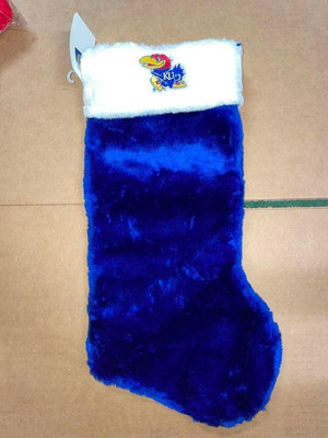 Kansas Jayhawk Christmas Holiday Stocking Blue White