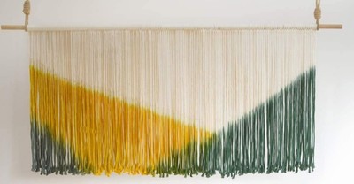 Tie-Dye Macrame Wall Hanging, Large Bohemian Yarn Tapestry Macrame