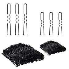 U Shaped Hair Pins 2 Inch and 2.75 Inch Bun Bobby Pins Black Storage Box 100 PC