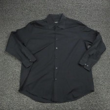 Alfani Dress Shirt Mens Large Black Button Up Long Sleeve Tonal Stripe Classic