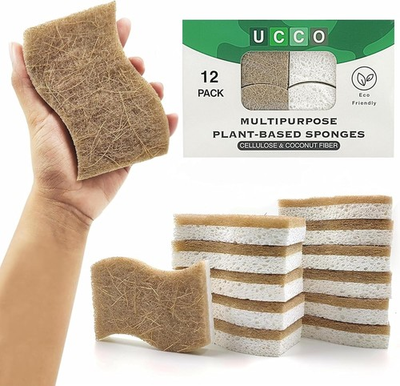 #ad Eco Friendly Biodegradable Kitchen Sponges 12 Pack – Natural Compostable $9.65