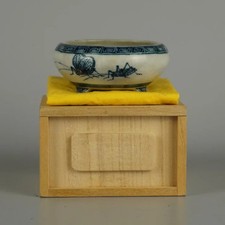 Daisuke Sano Shohin Bonsai Pot Blue & White Cricket Design 8.3cm Round Pot Used