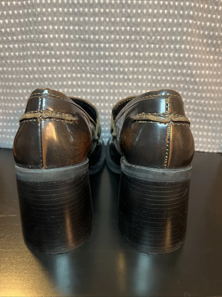 Mocasines Steve Madden Universe de tacón bloque para mujer 8,5 de cuero plataforma Y2K Preppy Foto 4 de 4