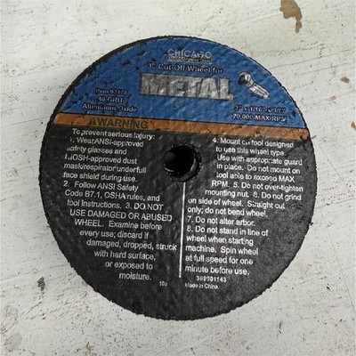 Chicago Electric Power Tools 3'' Cut-Off Wheel Aluminum Oxide 40 Grit 1/16'' Thick