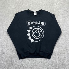 Y2k Blink-182 Sweatshirt Size Small Black Smiley Face Crewneck Gildan Band Music