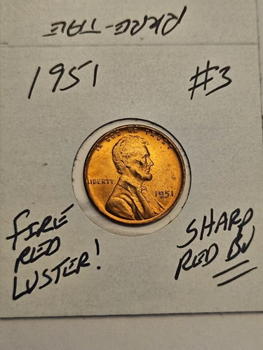 wheat penny 1951 LINCOLN CENT GREAT RED BU 1951-P LOT #3 SHARP FIRE RED UNC