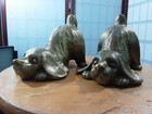 FABULOUS VINTAGE PAIR GOLD TONE METAL PUPPY BOOKENDS  5 x 6.5 x 4.3 INCHES — photo 5